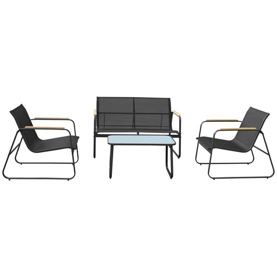 Salon de jardin en textilène 4 places noir tenerife