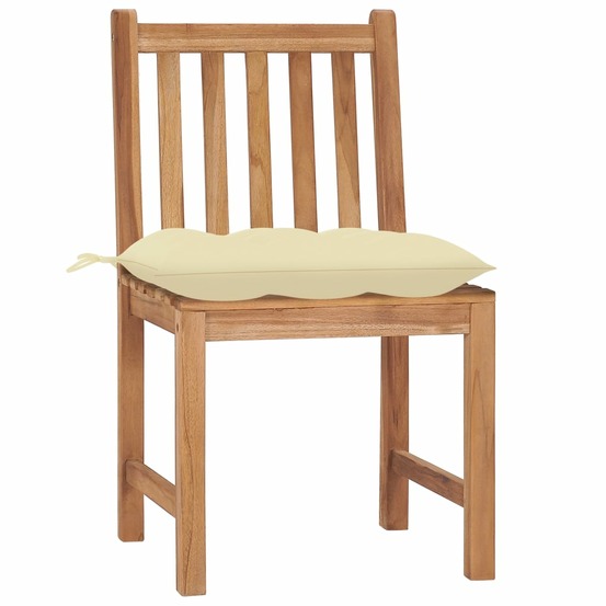 Chaises de jardin lot de 2 avec coussins bois de teck massif