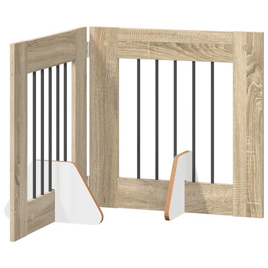Porte de chien pliable avec supports 2 pc chêne sonoma 120,5 cm