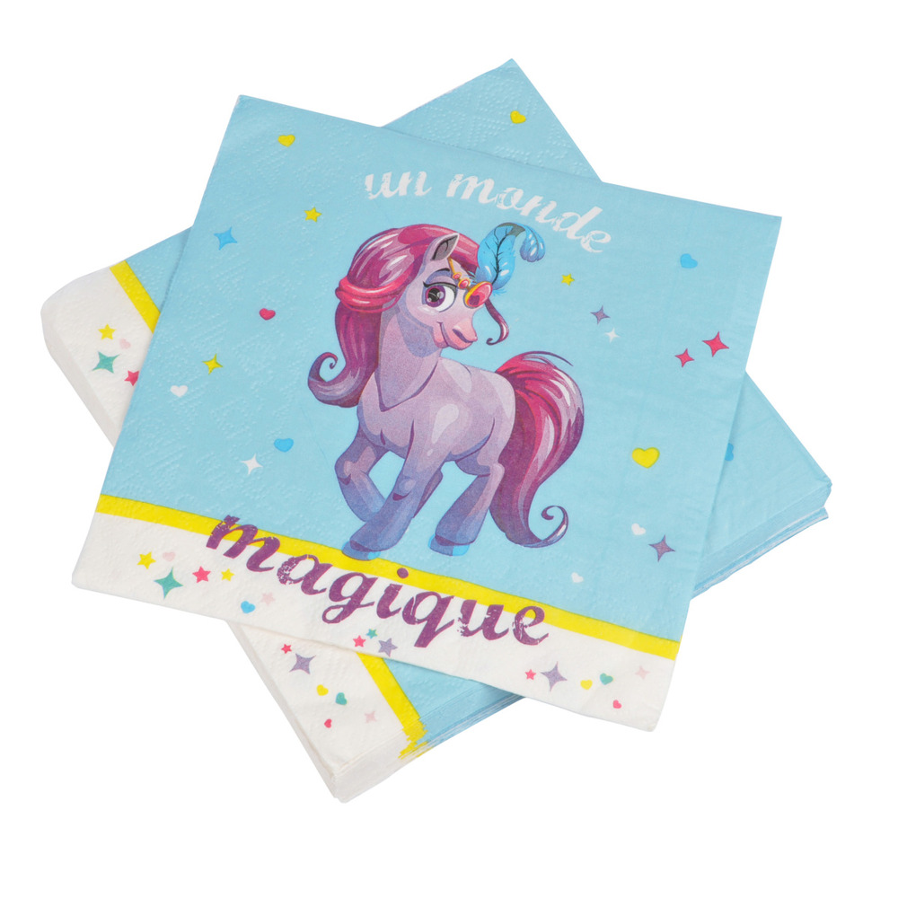 Lot de 20 serviettes papier petit poney enfant