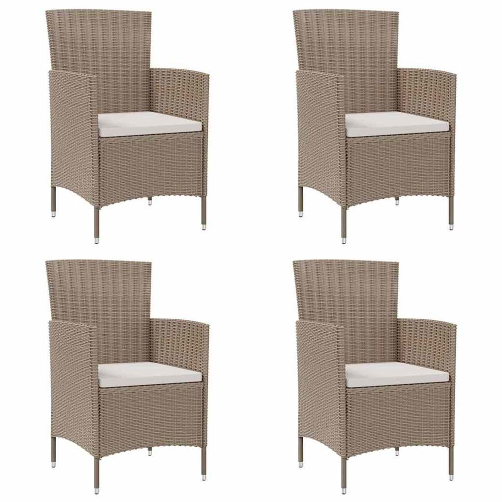 Chaises de jardin avec coussins lot de 4 résine tressée beige