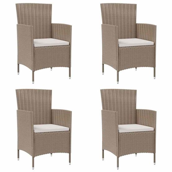 Chaises de jardin avec coussins lot de 4 résine tressée beige