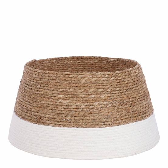 Mica decorations jupe de sapin de noël ø50 x h26 cm - cache pied en jonc de mer - blanc cassé