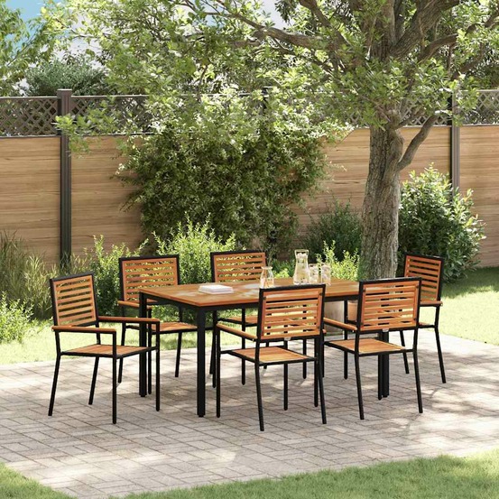 Ensemble de salle à manger pour jardin 7 pcs noir et marron