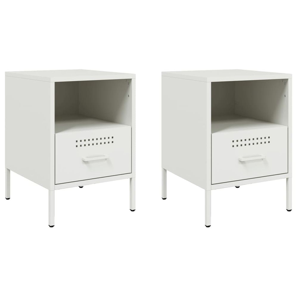Tables de chevet 2 pcs blanc 36x39x50,5 cm acier