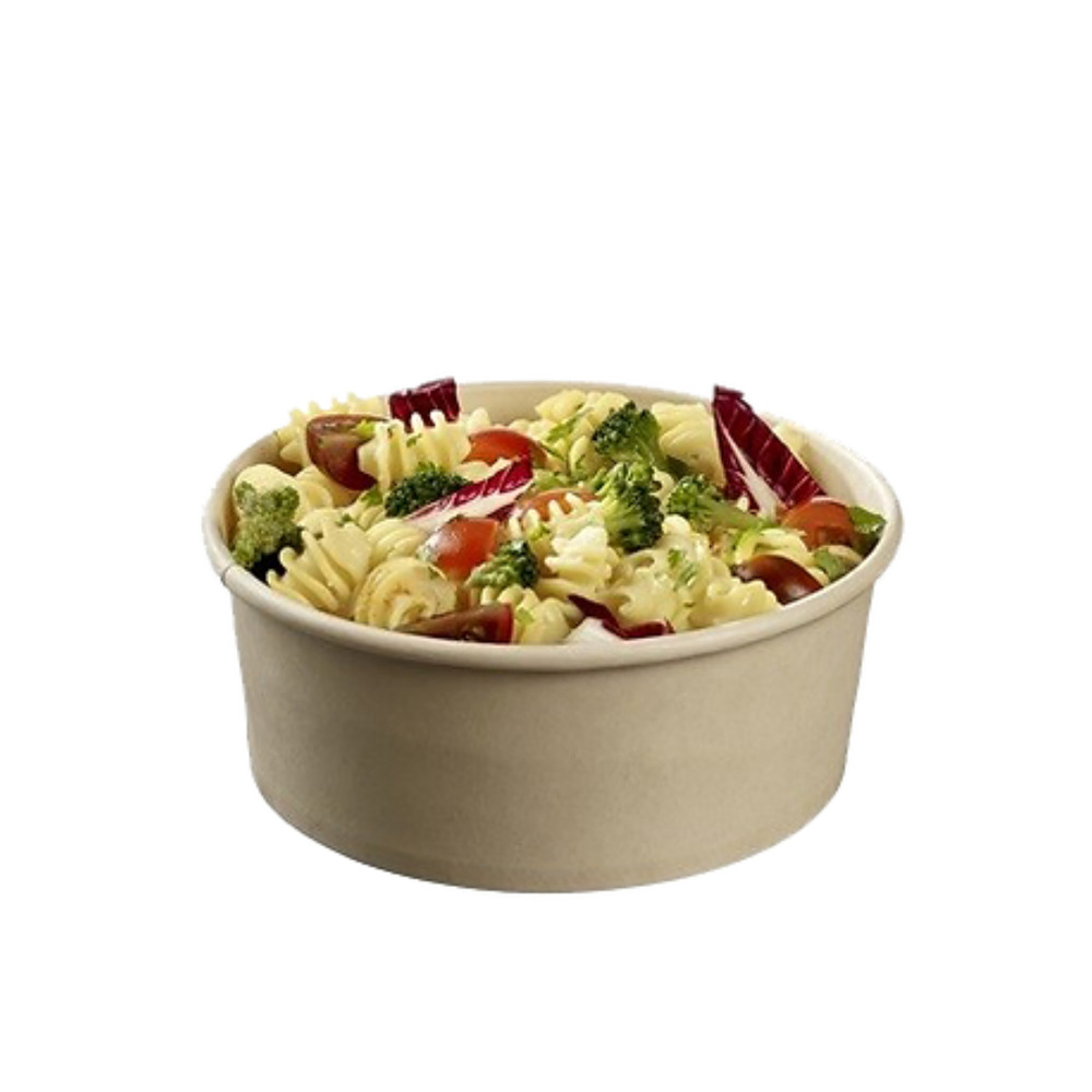 Bowl en fibre de bambou avec couvercle pet 750 ml - lot de 300 - natural bambou