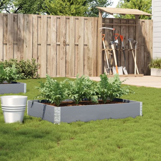 Bac potager en bois massif de pin pour jardin balcon pliable et modulable 120x80 cm gris