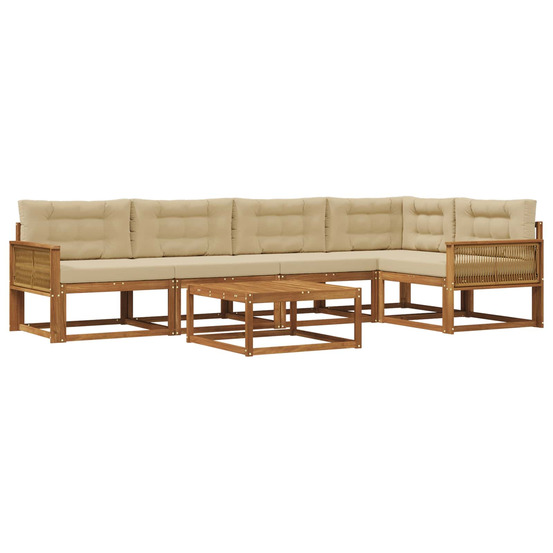 Ensemble de canapés d'extérieur 6 pcs naturel et beige