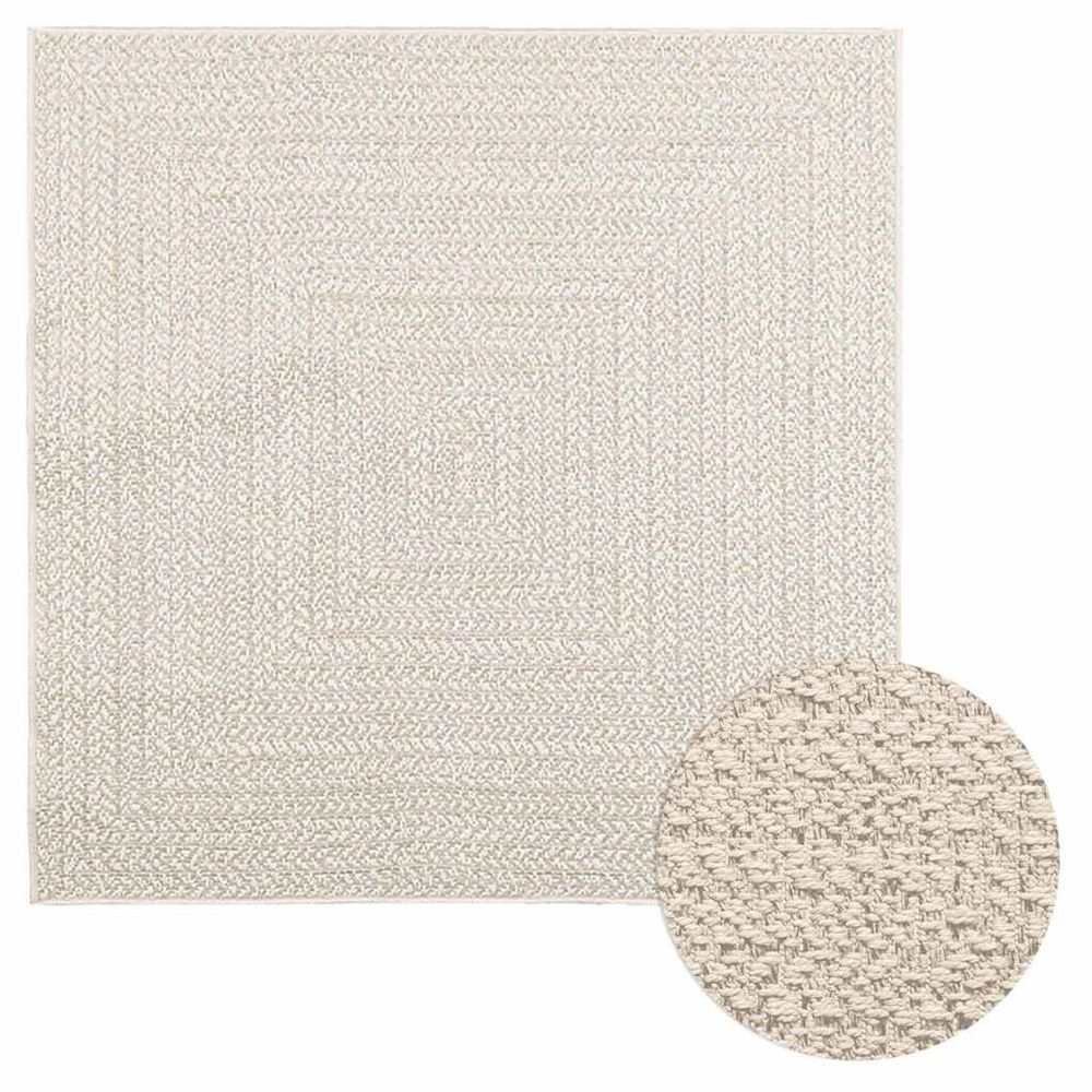 Tapis zizur crème 120x120 cm aspect de jute intérieur extérieur
