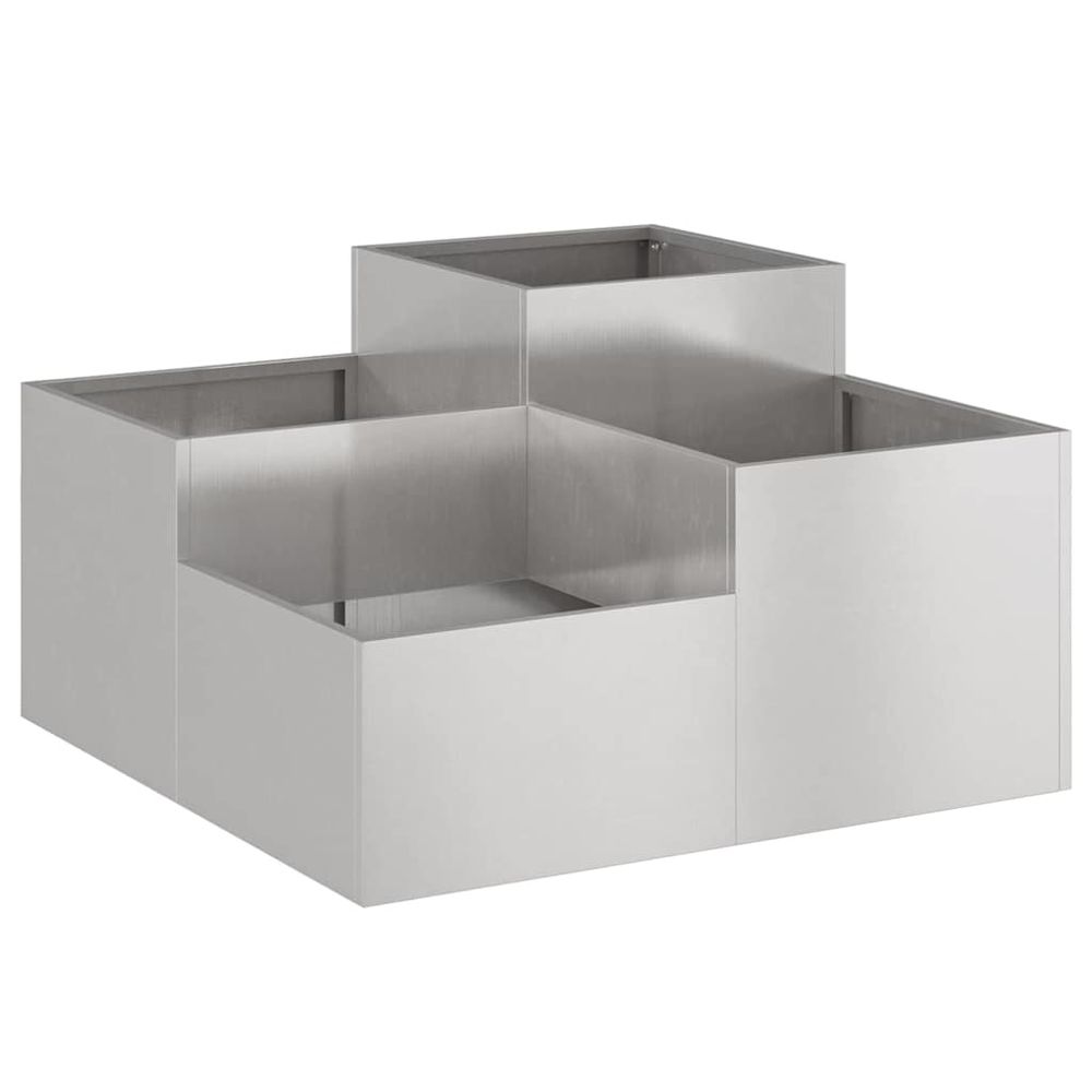 Cache-pot de jardin argent 100 x 100 x 48 cm acier inoxydable