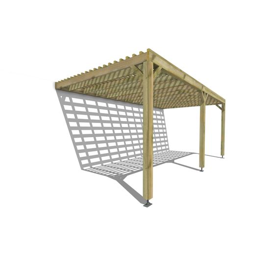 Pergola bois • 6m x 3m • adossée • sens profondeur • lattage bois • livraison comprise