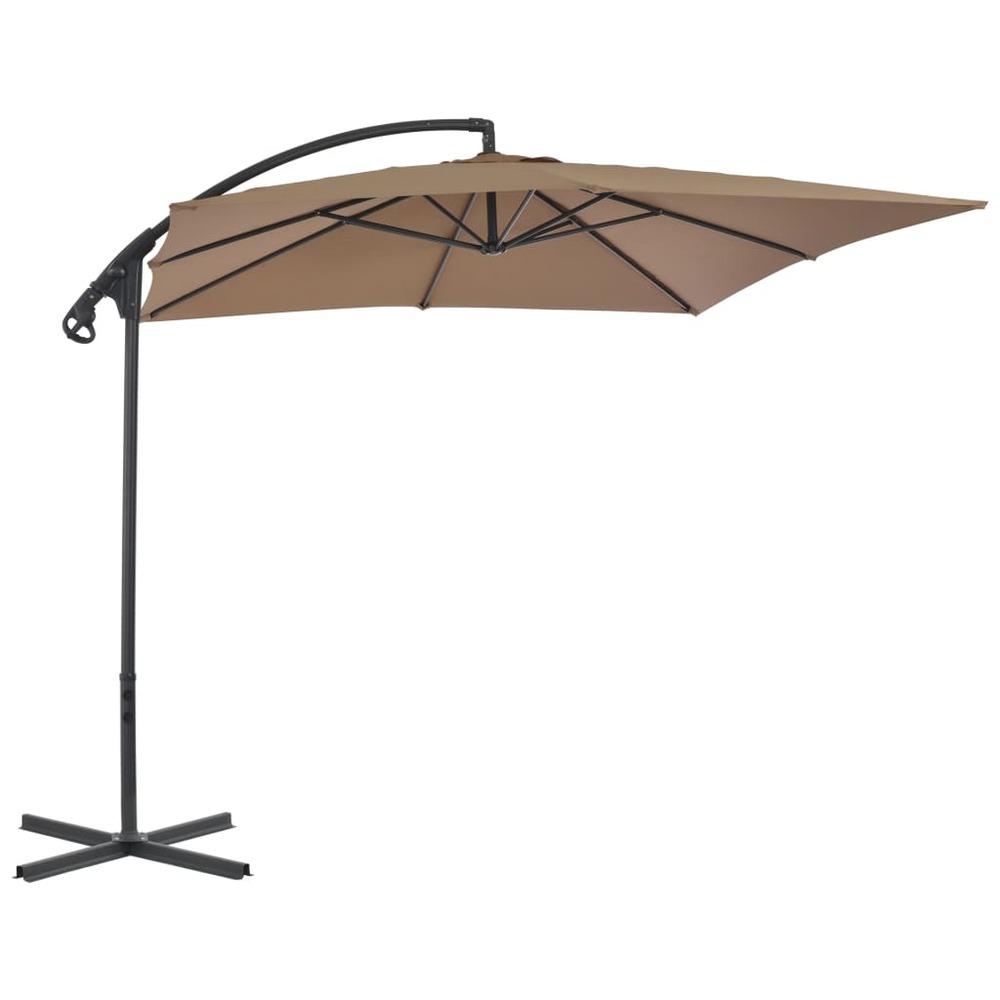 Parasol meuble de jardin en porte-à-faux avec poteau en acier 250 x 250 cm taupe