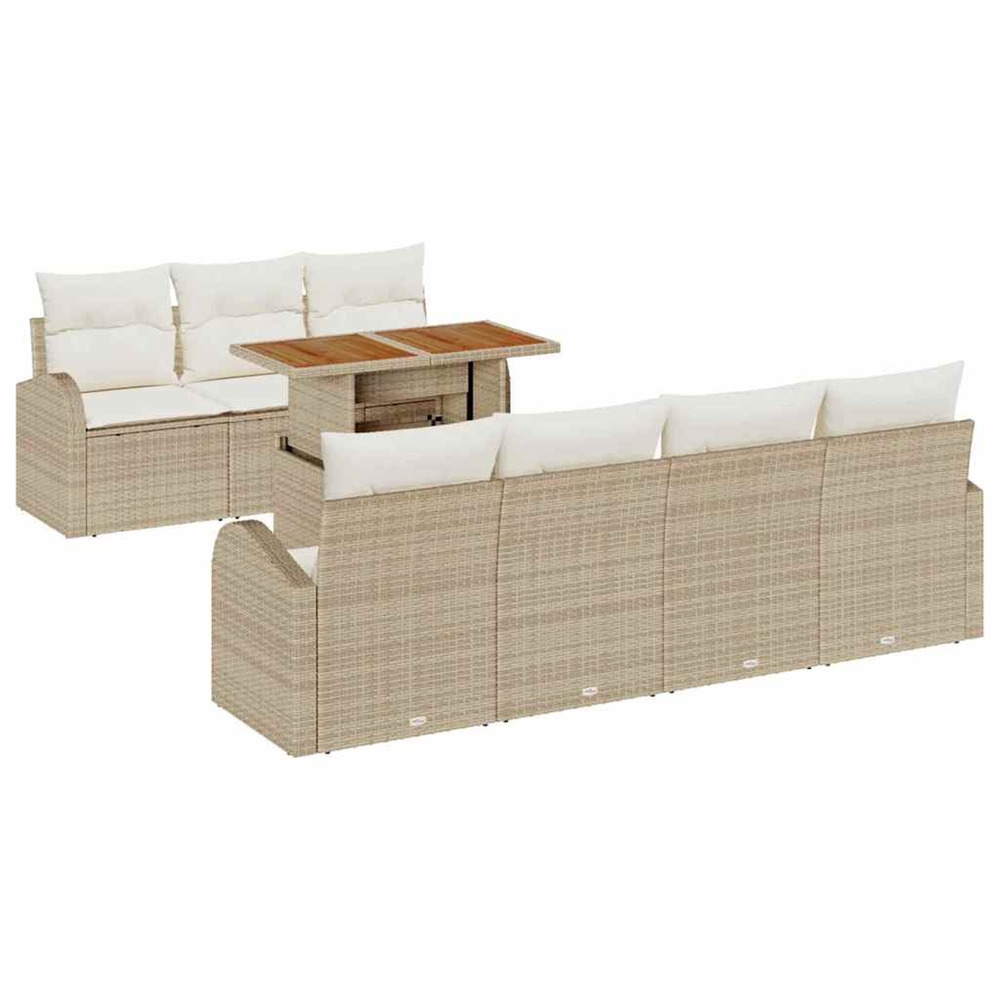Ensemble de canapé de jardin 8 pcs beige poly rotin