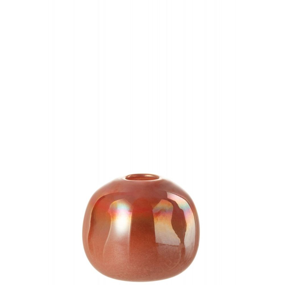 Vase boule en verre rouge 14x14x13cm
