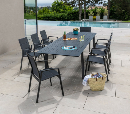 Ensemble table et chaises de jardin - 8 places - gris anthracite - nairobinea
