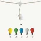 Guirlande guinguette java e27 - 10 ampoules a60 multicolores - 5m - prolongeable