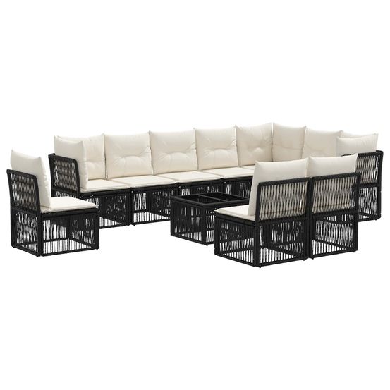 Ensemble de canapé de jardin 11 pc noir polyrotin