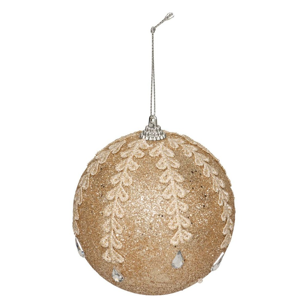 Boule polystyrène broderies d.10cm champagne