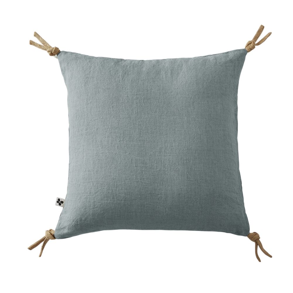 Coussin pompons lin lave collection soline
