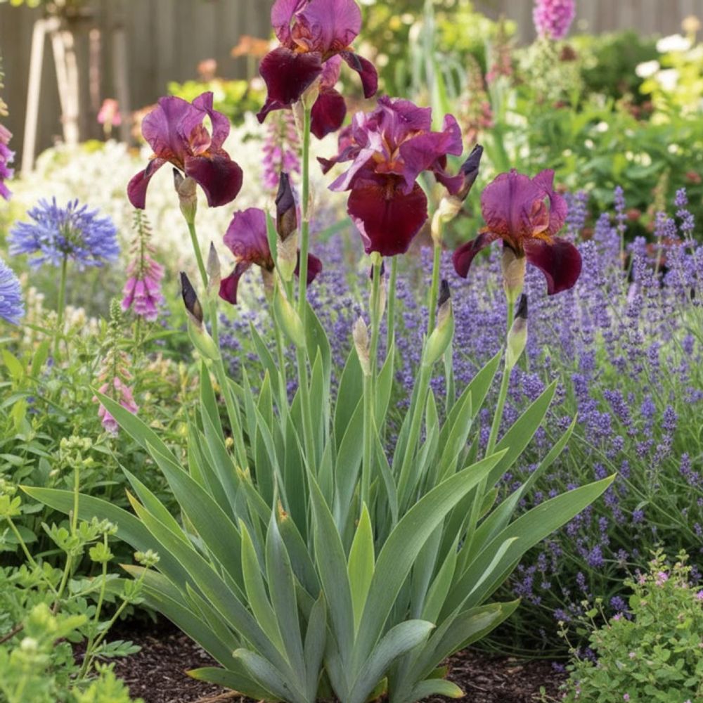 Iris des jardins garnet robe lot de 9 godets