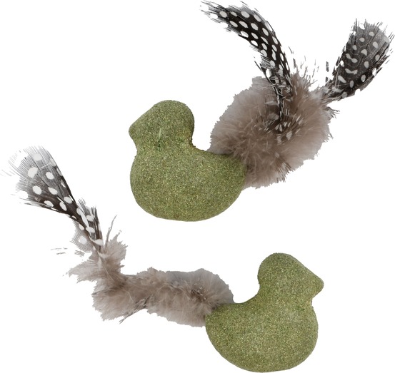 Jouet oiseau katti en cataire avec plumes pour chat