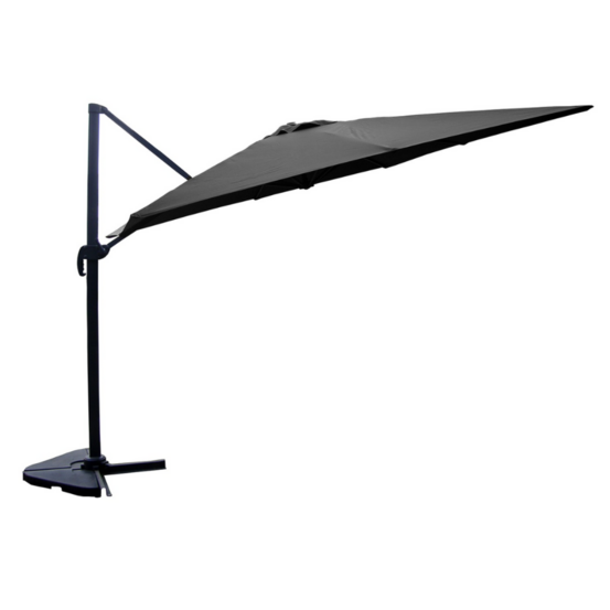 Parasol gris déporté carré 3 x 3 m rotatif à 360 palatino