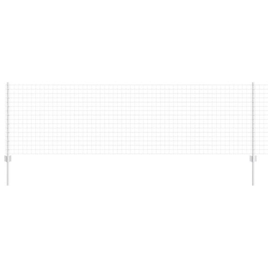 Clôture avec poteau argenté 0,8 x 25 m acier