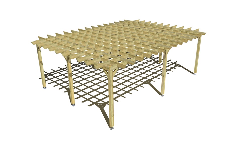 Pergola bois • 7m x 5m • indépendante • style retro • livraison comprise