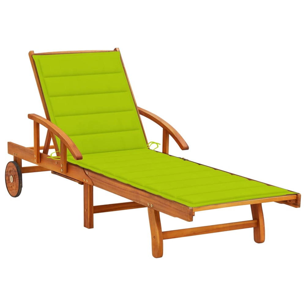 Chaise longue de jardin avec coussin bois d'acacia solide bain de soleil