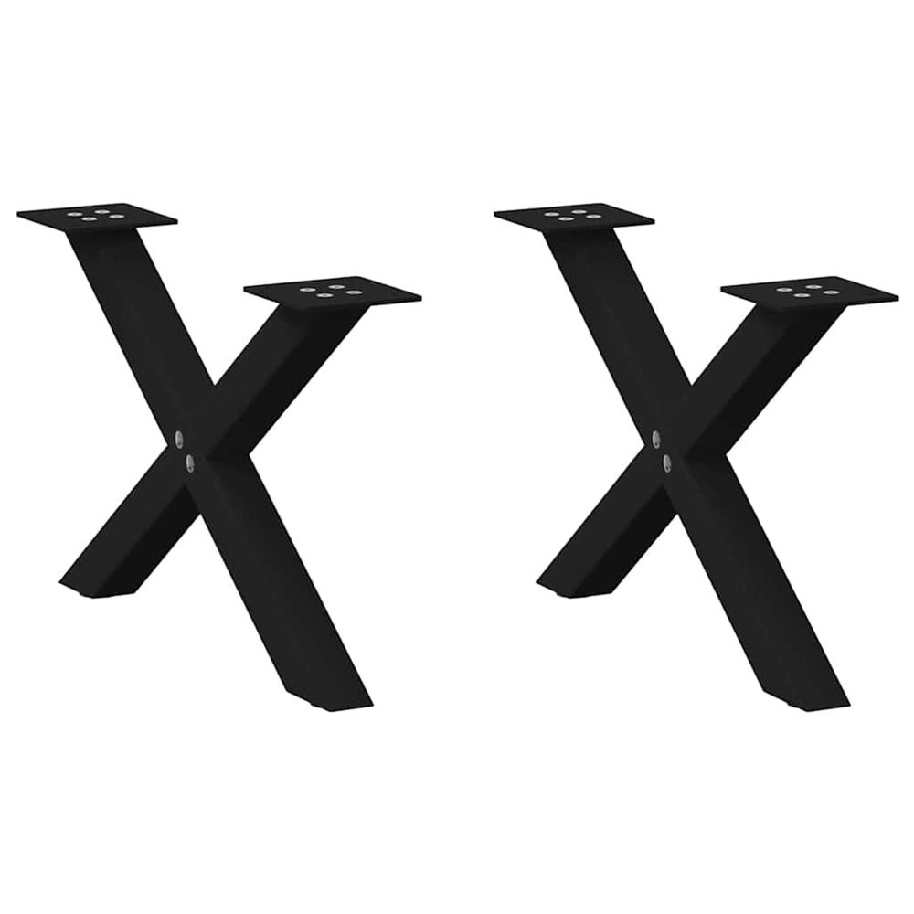 Pieds de table basse en forme de x, 2 pièces, noir, 60 x (30-31) cm, acier