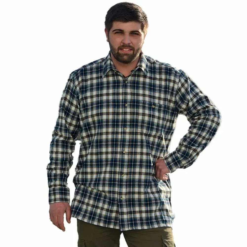Chemise longue à carreaux bleu chevron taille 2xl