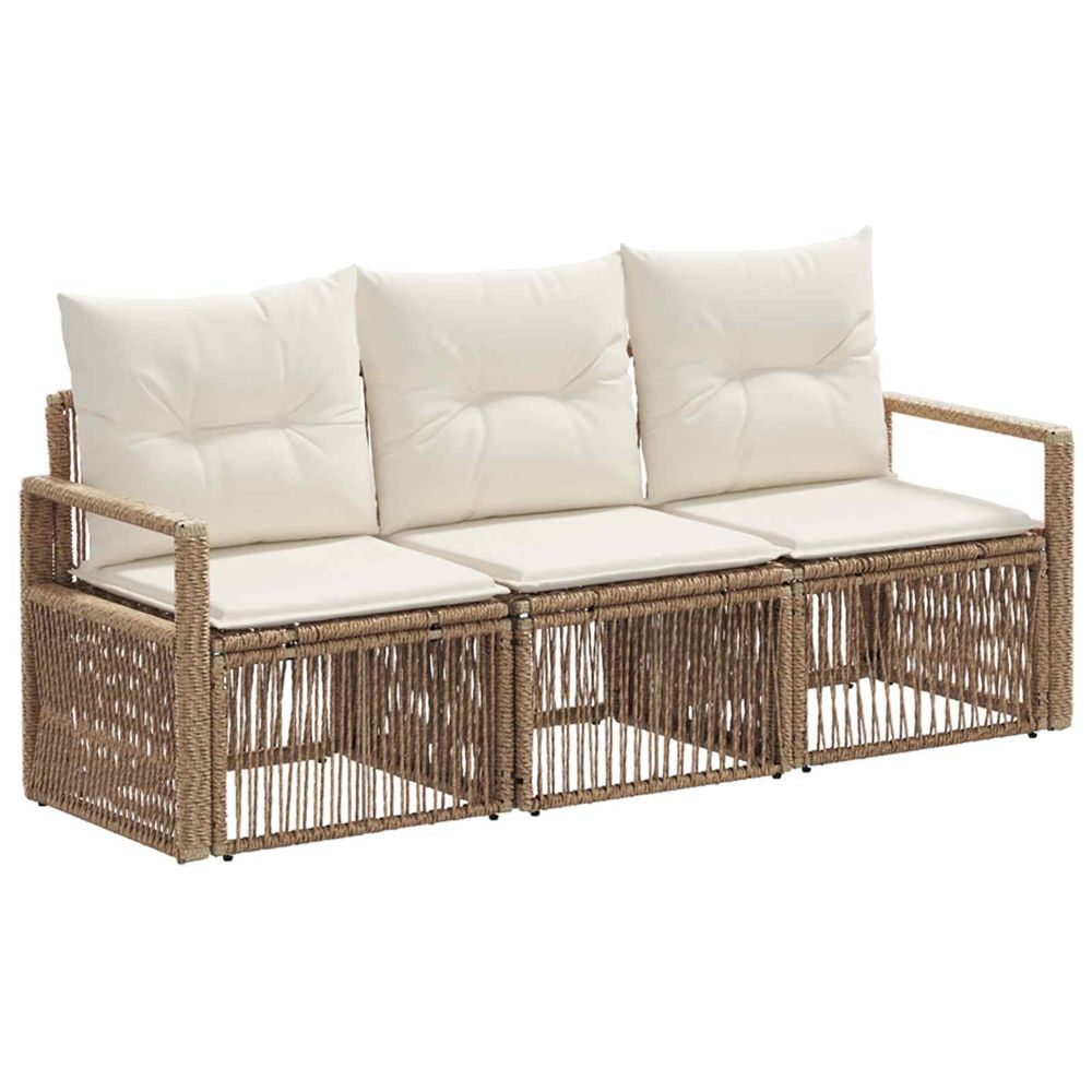 Ensemble de canapé de jardin 3 pc beige polyrotin