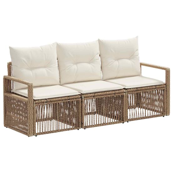 Ensemble de canapé de jardin 3 pc beige polyrotin