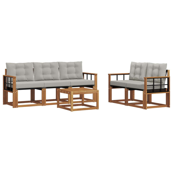 Ensemble de canapés d'extérieur 6 pcs gris naturel et clair