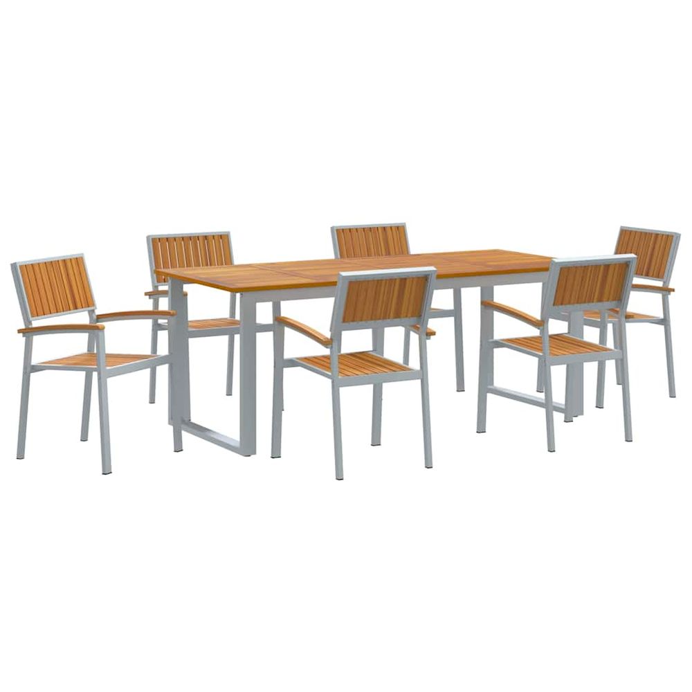 Ensemble de salle à manger pour jardin 7 pc gris