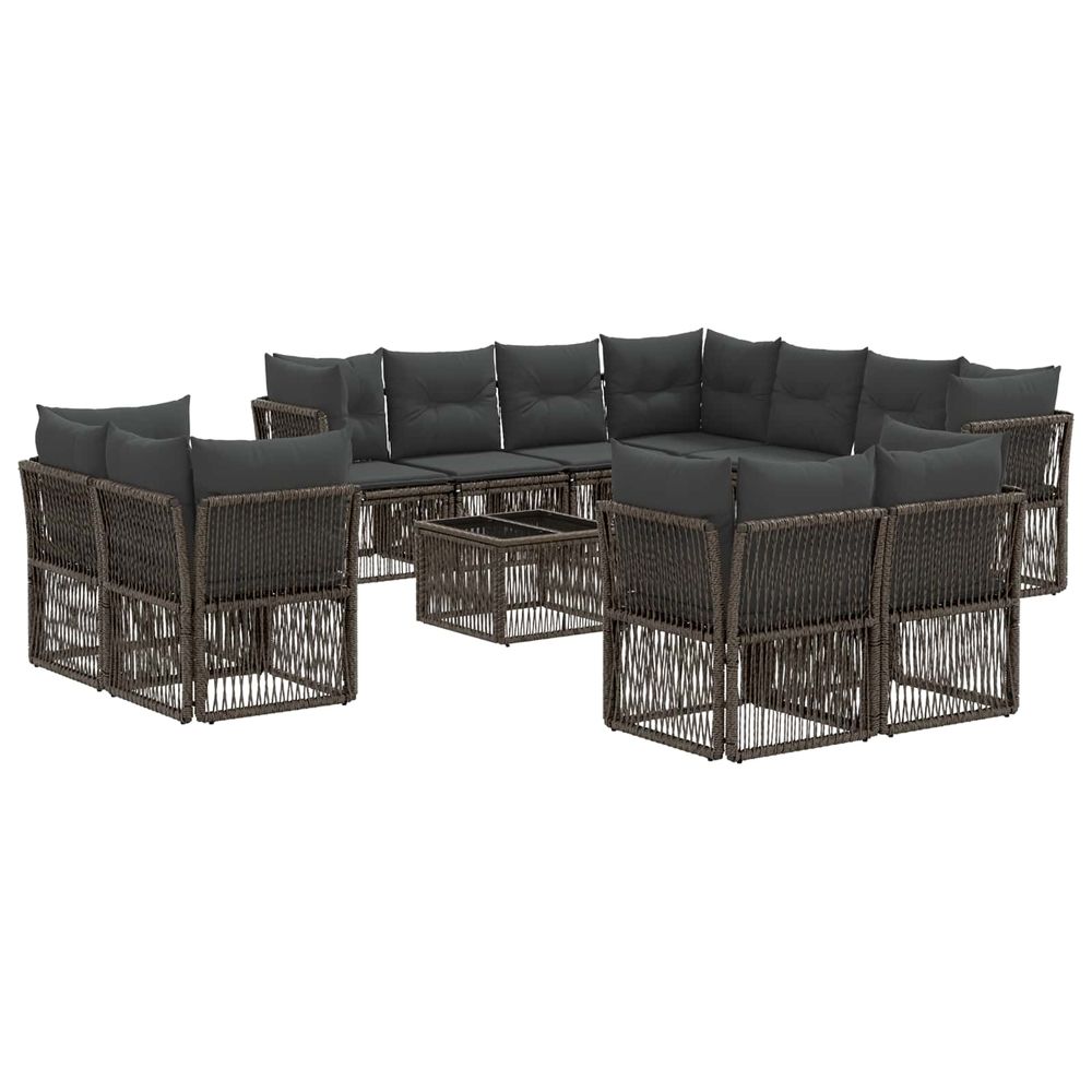 Ensemble de canapé de jardin 12 pc gris polyrotin