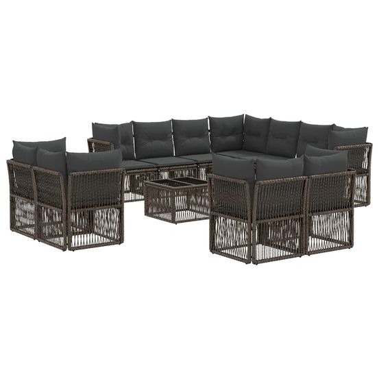 Ensemble de canapé de jardin 12 pc gris polyrotin