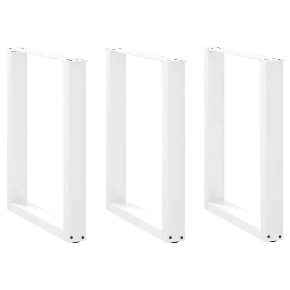 Pieds de table à manger en u, 3 pièces, blanc, 70 x (72-73) cm, acier