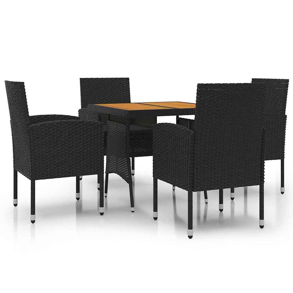 Ensemble à manger d'extérieur 5 pcs résine tressée noir