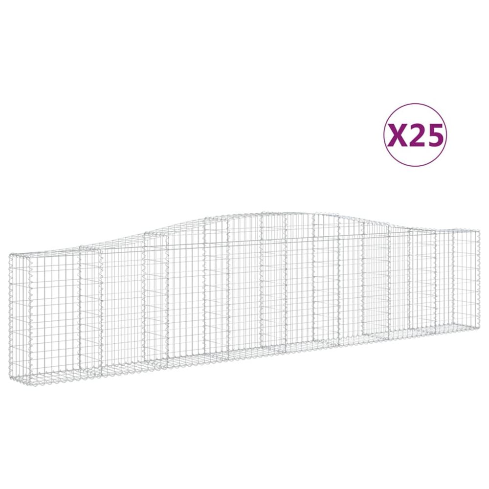 Paniers à gabions arqués 25 pcs 400x30x80/100 cm fer galvanisé
