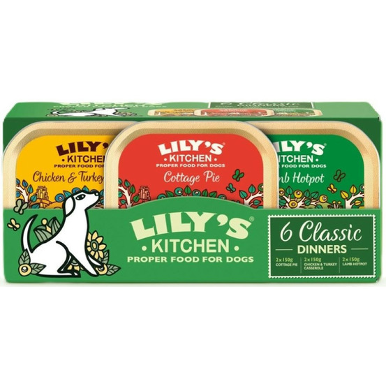 Lot de 6x150g de pâté pour chien, lily's kitchen