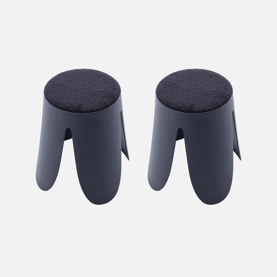 Set de 2 tabourets empilables, bouclette texturée, niki, ø30 / 44 x h46cm