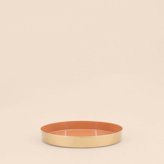 Plateau rond orange, doré 20cm