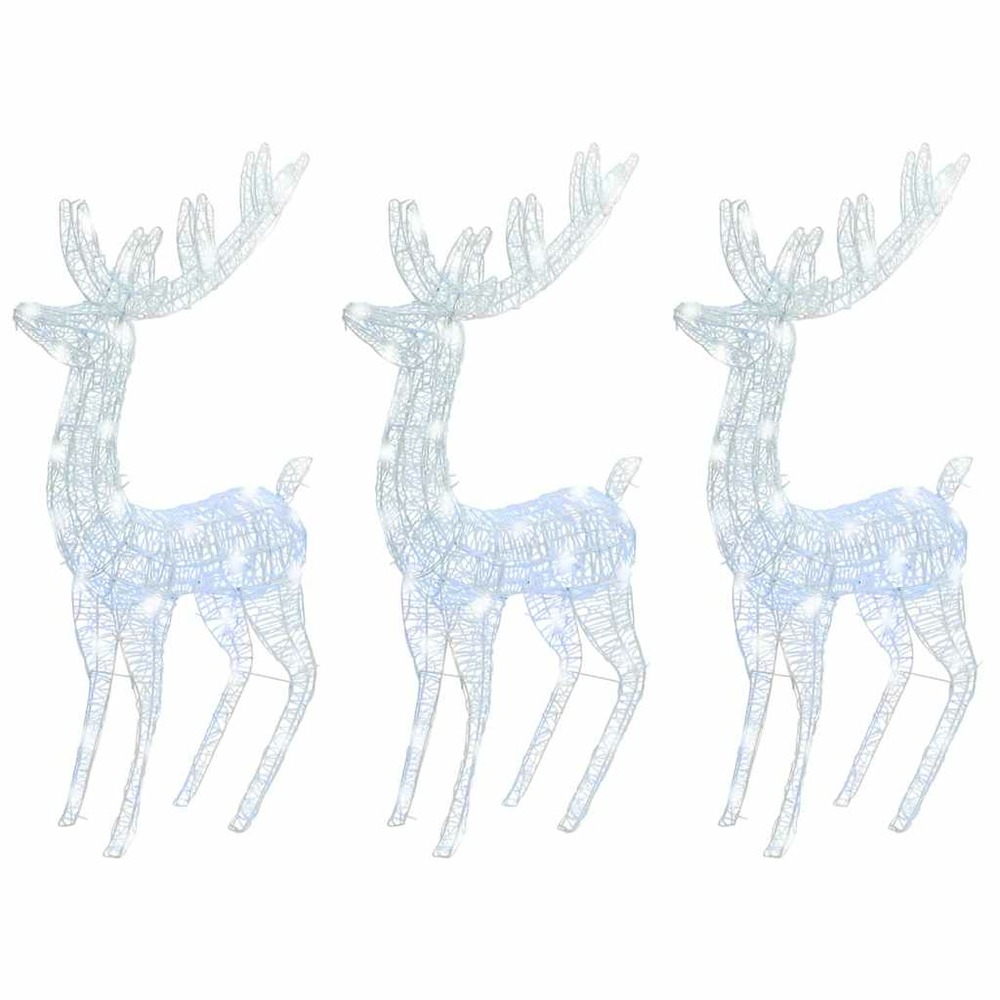 Rennes de noël xxl acrylique 250 led 3 pcs 180 cm blanc froid