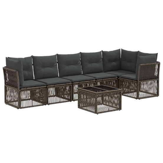 Ensemble de canapé de jardin 7 pcs gris polyrotin