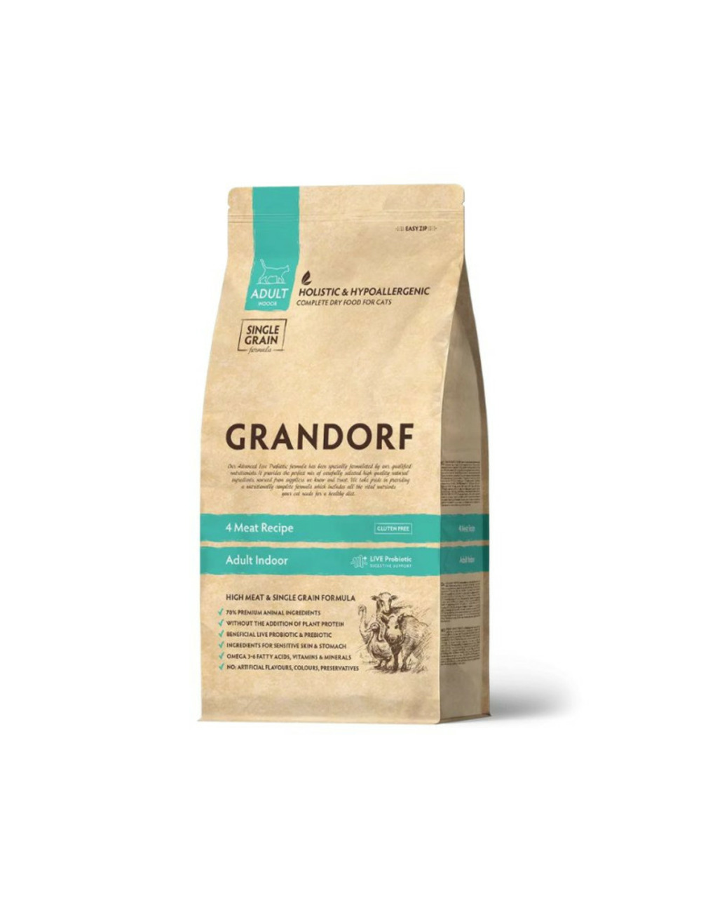 4 meat - croquettes chat adulte intérerieur aux 4 viandes - 2kg