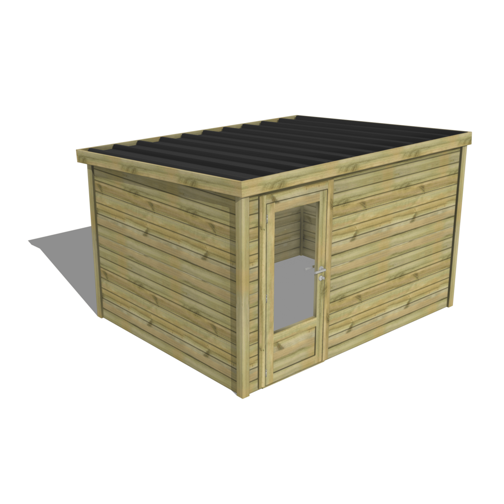 Abri de jardin bois pin traité autoclave 27mm - essentiel - 3,44x2,64m / 9m2 - bac acier - abri français