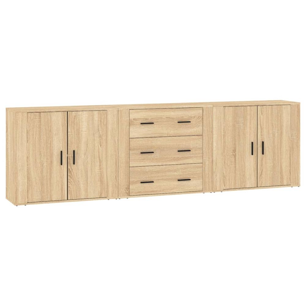 Buffets 3 pcs chêne sonoma bois d'ingénierie