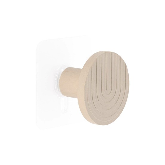 Patere en bambou/bois grave d 5cm sur sticker - beige