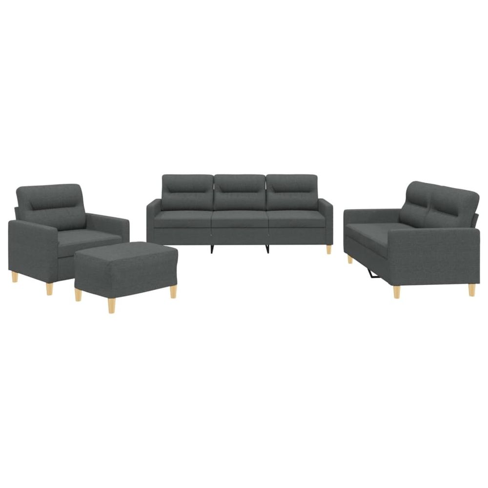 Ensemble de canapés 4 pcs avec coussins gris foncé tissu